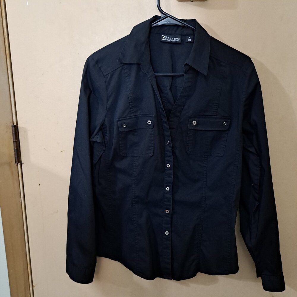 7th Avenue Design Studio Blouse Shirt BLACK  SIZE M